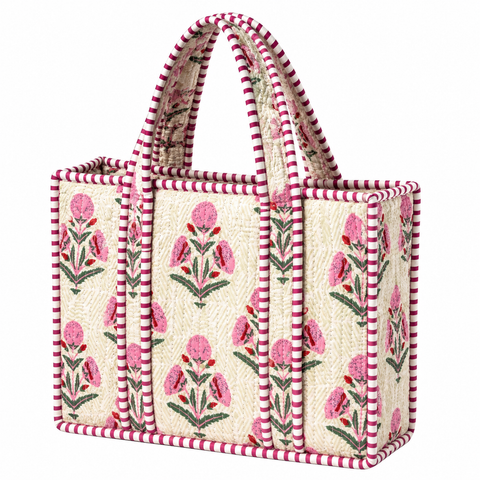 Light Pink Floral Quilted Bag Print