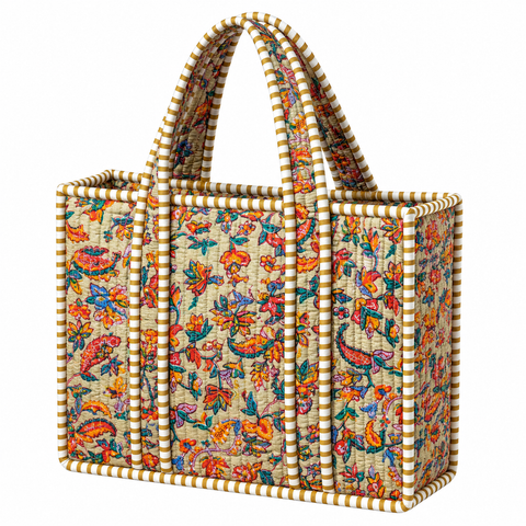 Multi Brown Quilted Bag Print