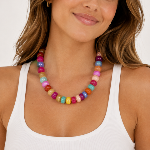 Luxe Marbled Beaded Candy Necklace