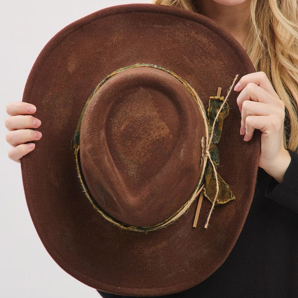 Distressed Western Dark Brown Hat