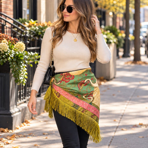 Enchanted Crane Fringe Scarf