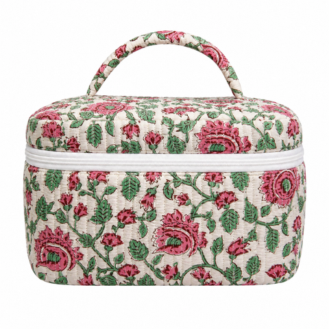 Pink Floral Quilted Bag Print