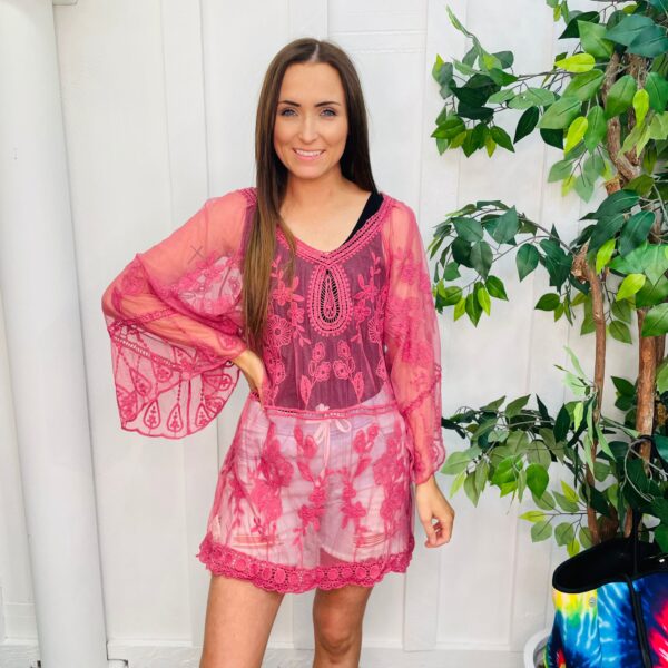 Floral Sheer Lace Poncho