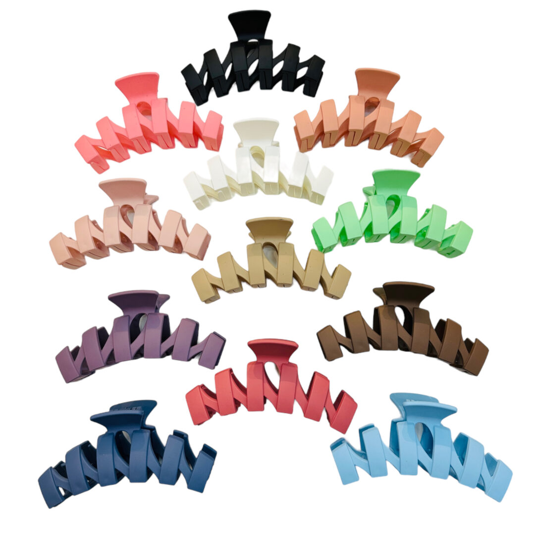 12pcs Assorted Matte Zigzag Hair Claws 