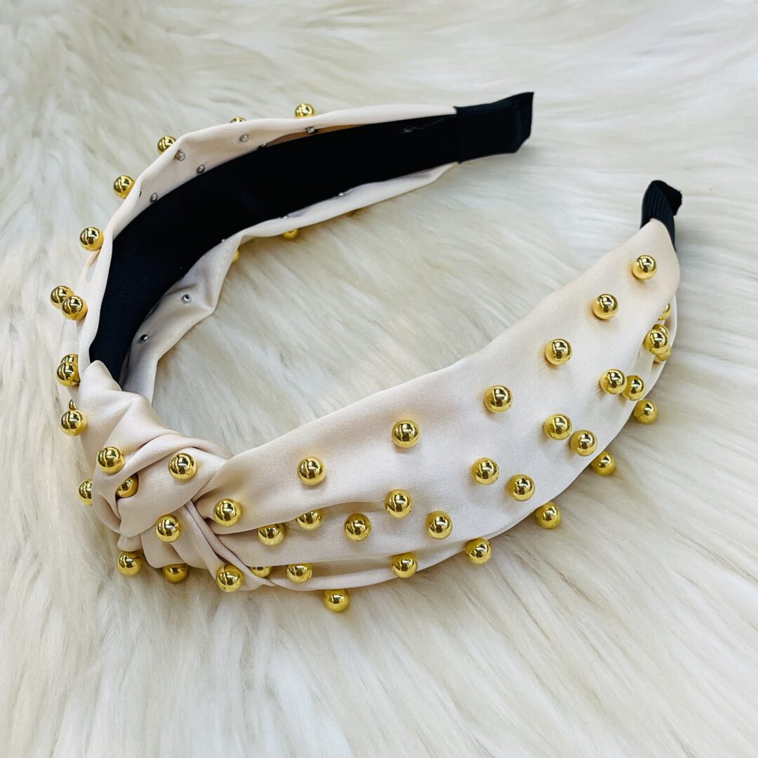 Satin Golden Pearl Headband