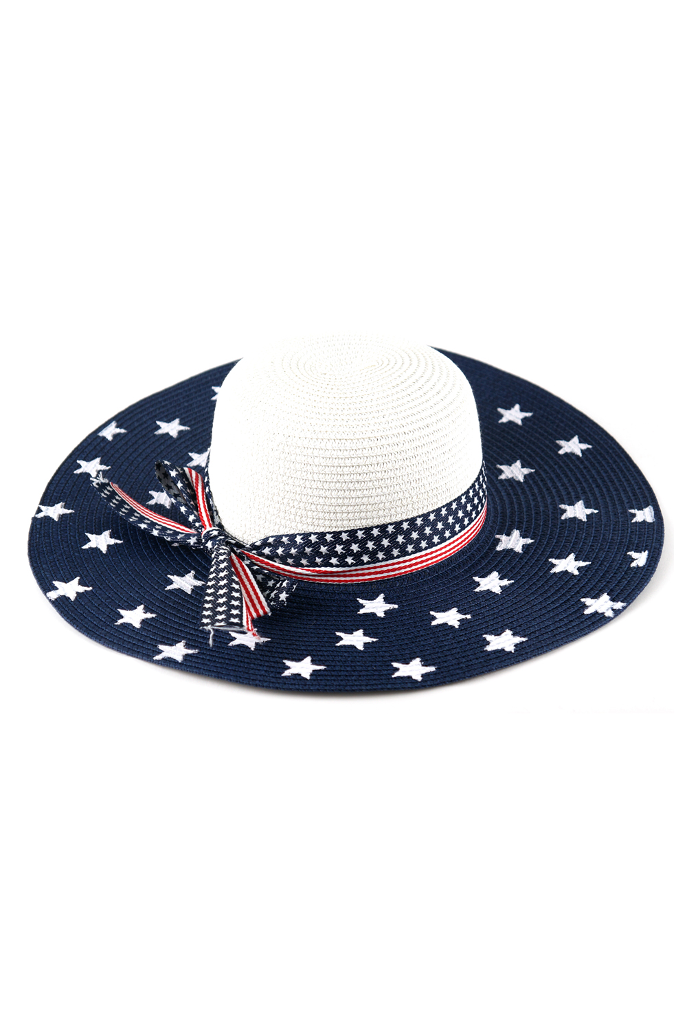 Wide American Flag Straw Hats
