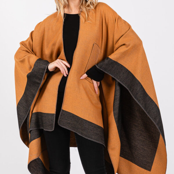 Two Tone Pull Through Shawl Poncho