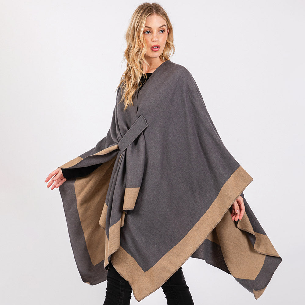 Two Tone Pull Through Shawl Poncho