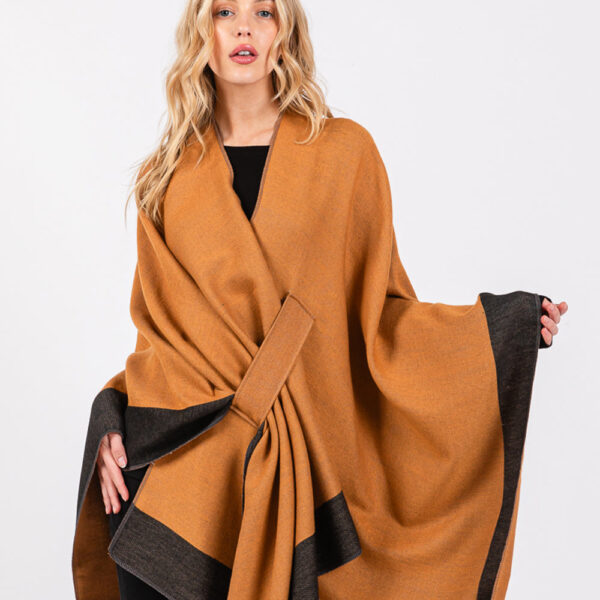 Two Tone Pull Through Shawl Poncho