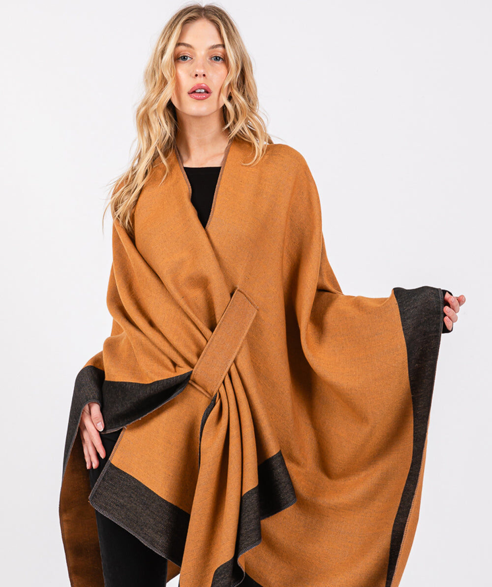 Two Tone Pull Through Shawl Poncho