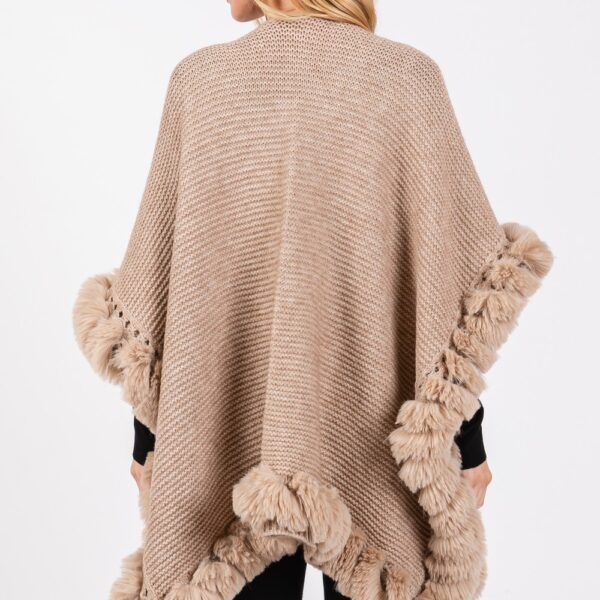 Faux Fur Trim Poncho