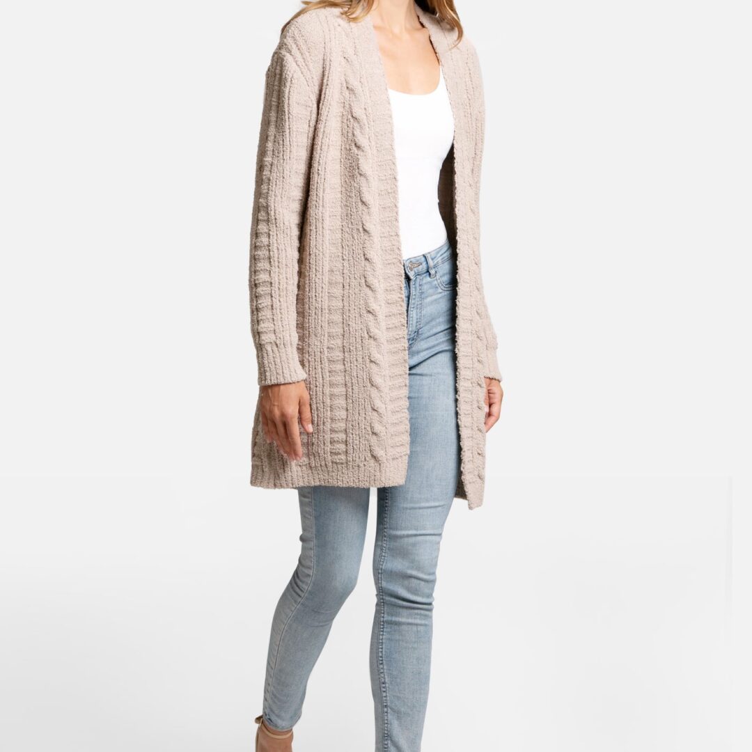 Solid Color Twist Knit Soft Cardigan