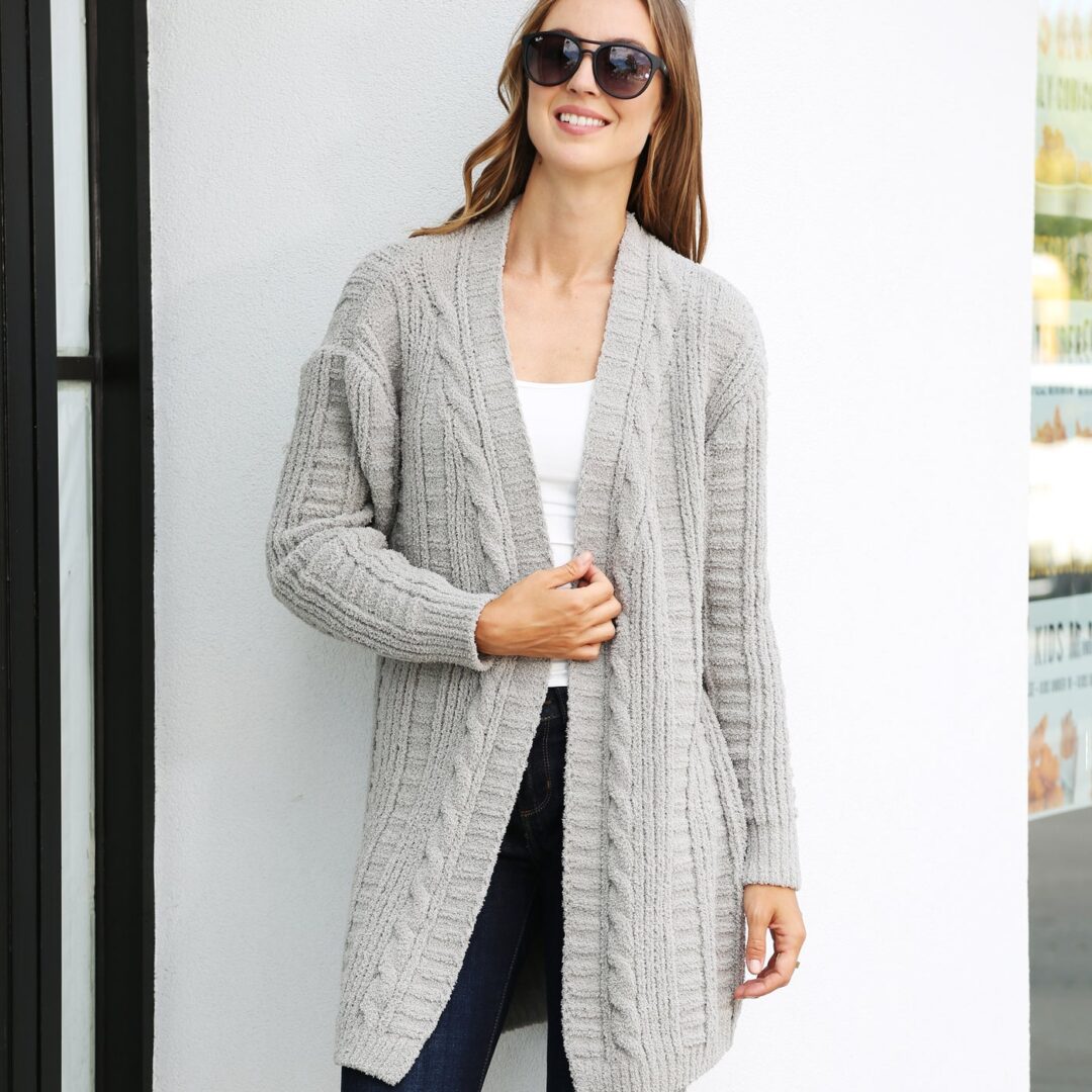 Solid Color Twist Knit Soft Cardigan