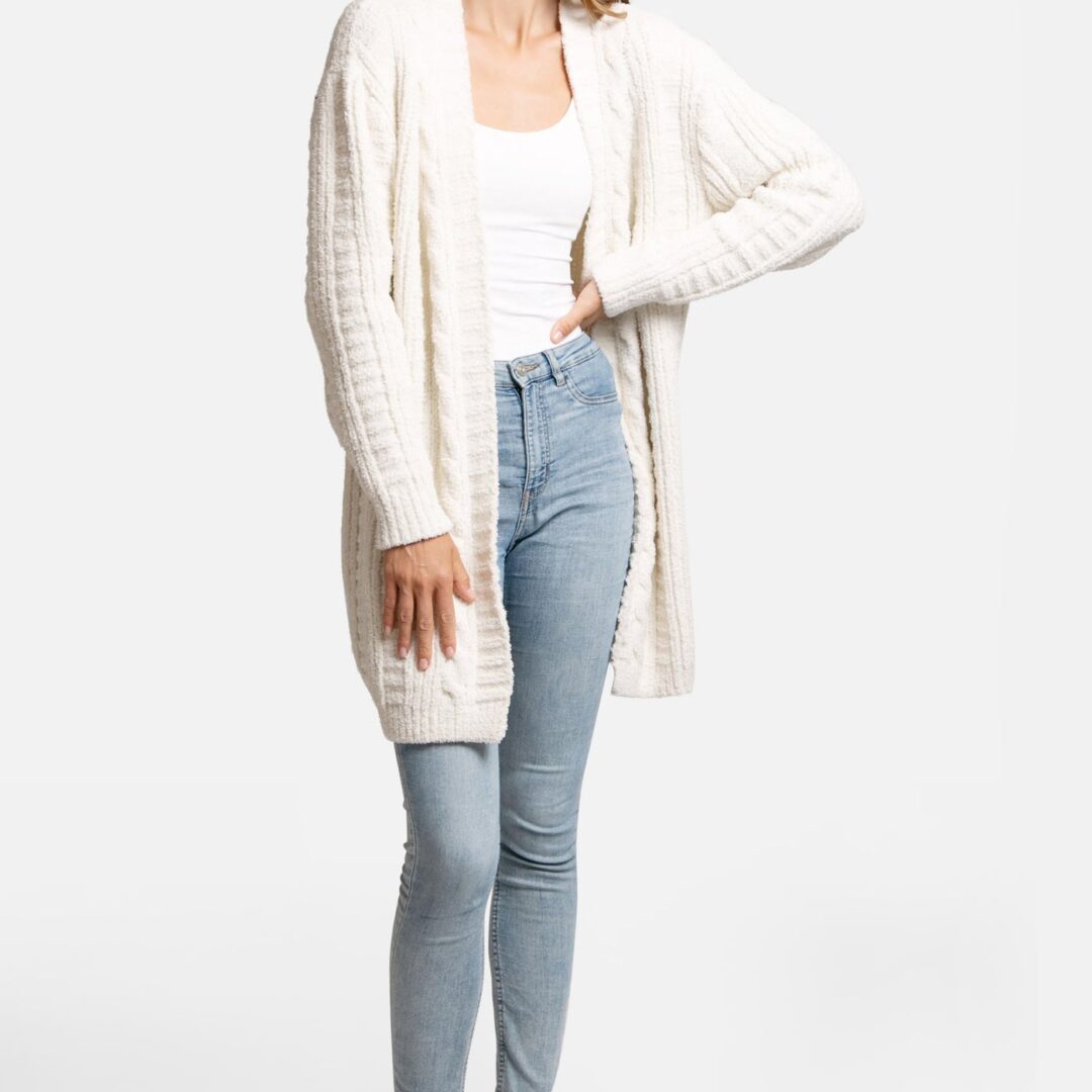 Solid Color Twist Knit Soft Cardigan