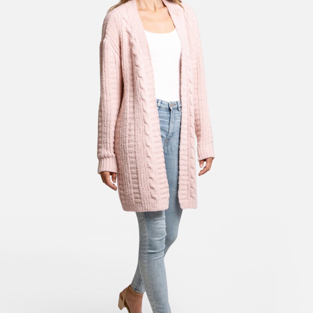 Solid Color Twist Knit Soft Cardigan